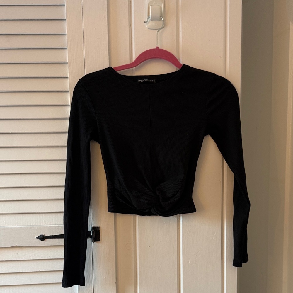 Zara Black Long Sleeve Crop Top